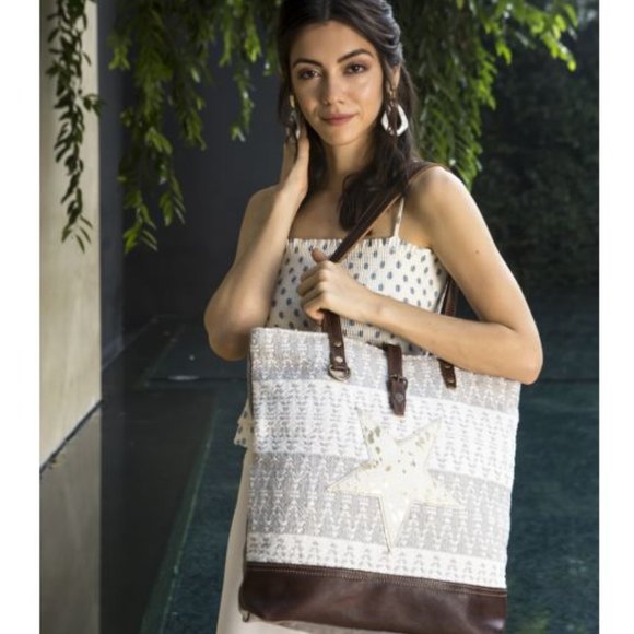 Myra Bag Handbags - NEW Myra Super Star Canvas Leather Tote Bag